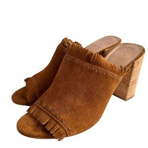 Tory Burch Suede Huntington Mule with Fringe